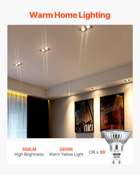 Halogen Light Bulbs GU10 MR16 Halogen Bulb 2800K 50W Lamp Bulbs Pack Of 6